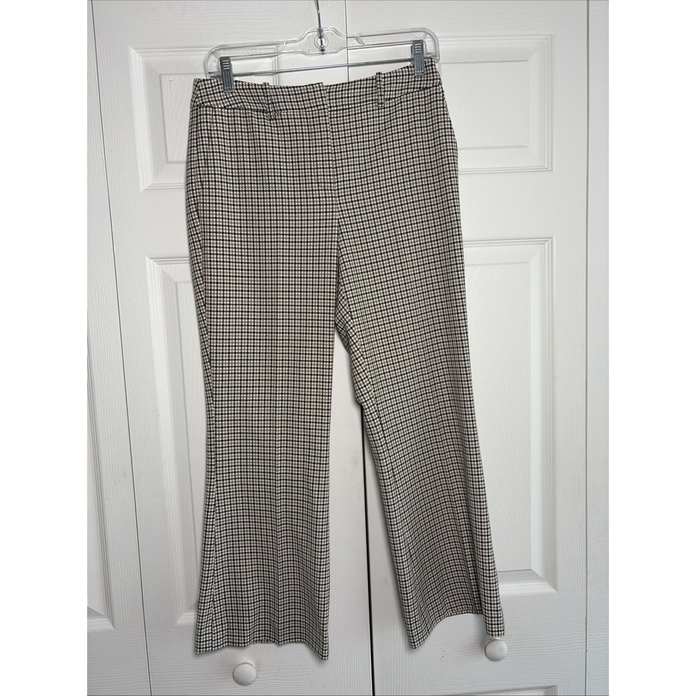 Karl Lagerfeld Paris Houndstooth Dress Pants Womens Size 2 Brown Plaid Stretch